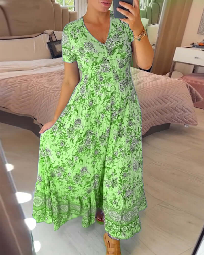 Women's Pretty Floral Long Dress - Luxivelle