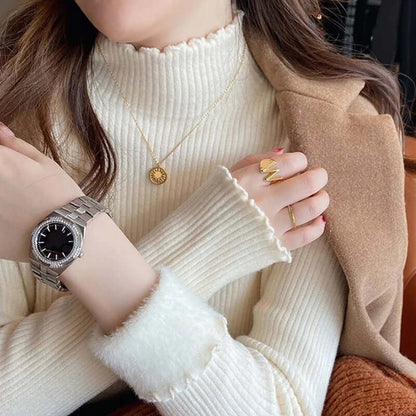 Ladies' Crew Neck Fluffy Edge Jumper