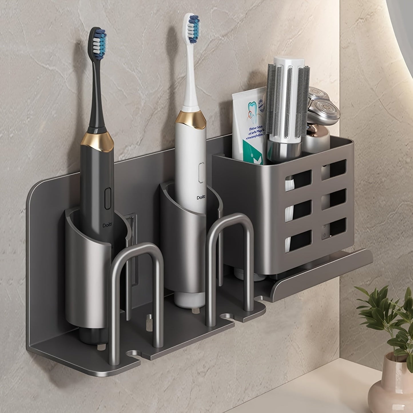 Sleek Wall Mount Toothbrush Holder with Drainage Slots - Luxivelle