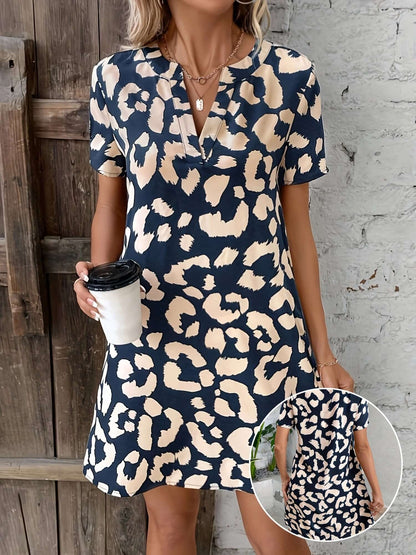 Animal Print Deep V Dress - Luxivelle