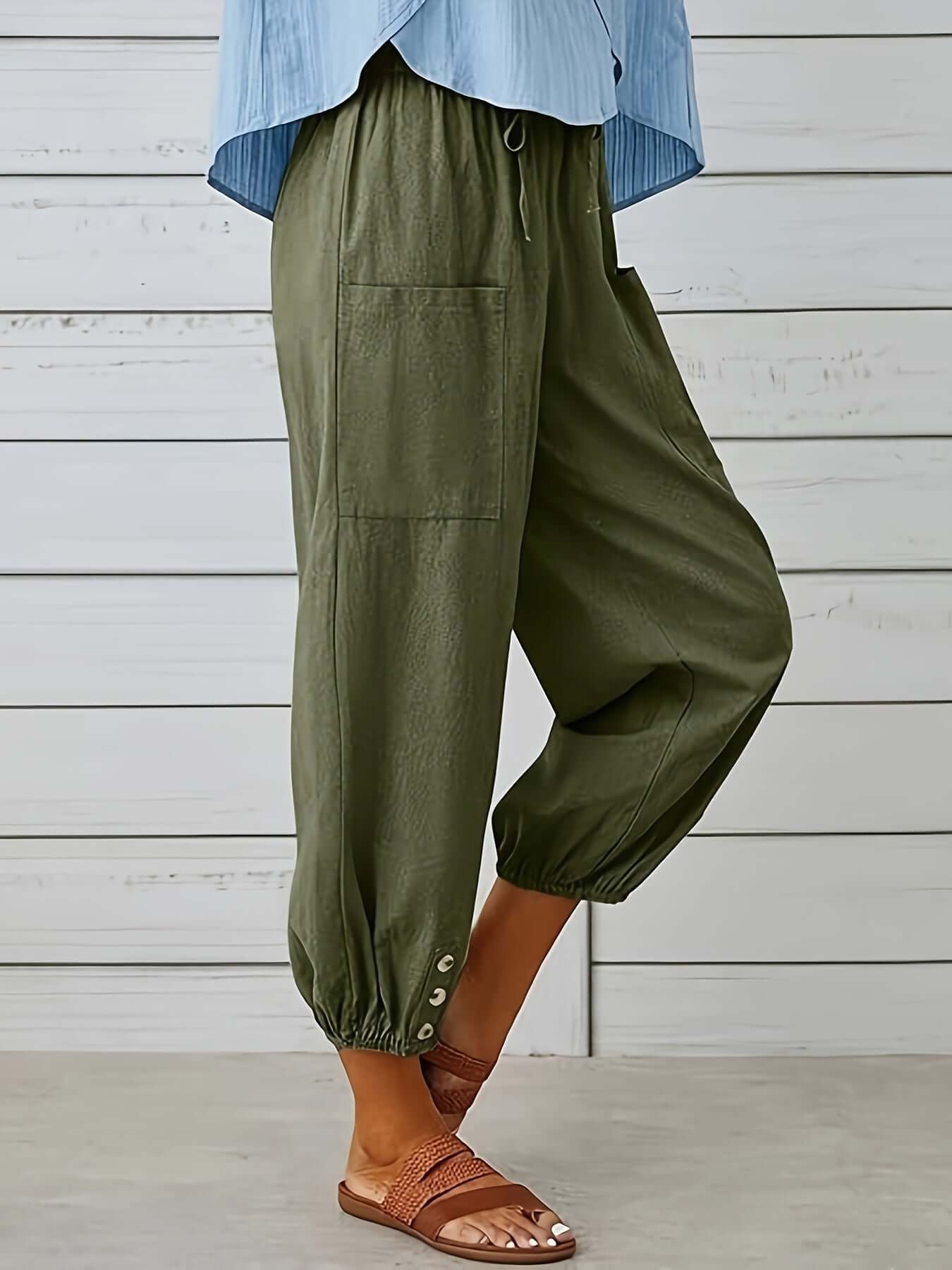 Fit Women's Stretchy Waistline Pants with Pockets