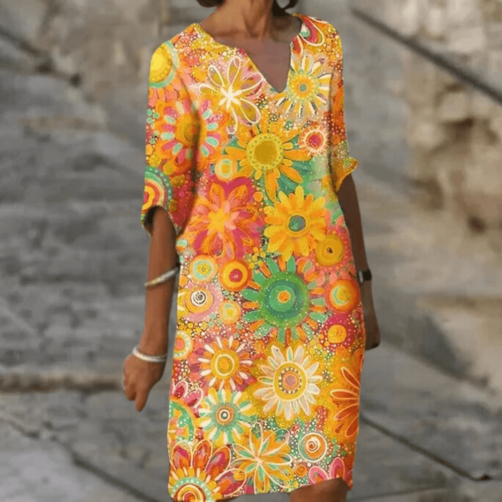 Ladies Pretty Mid Length Flower Dress
