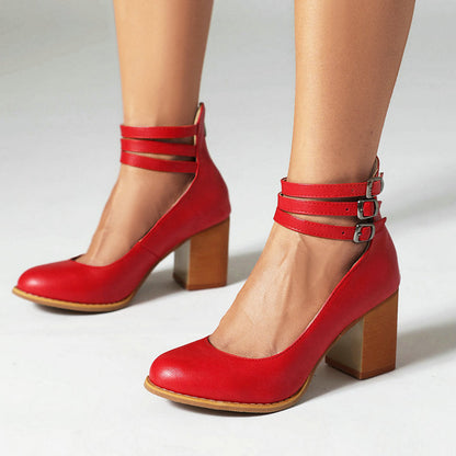 Comfortable Ankle Strap Sandals with Block Heel