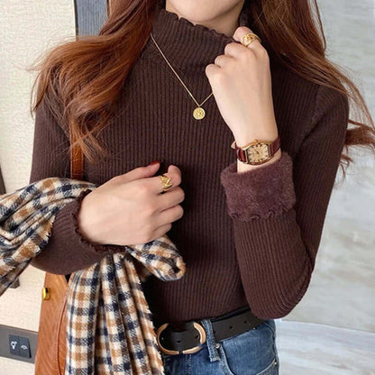 Ladies' Crew Neck Fluffy Edge Jumper