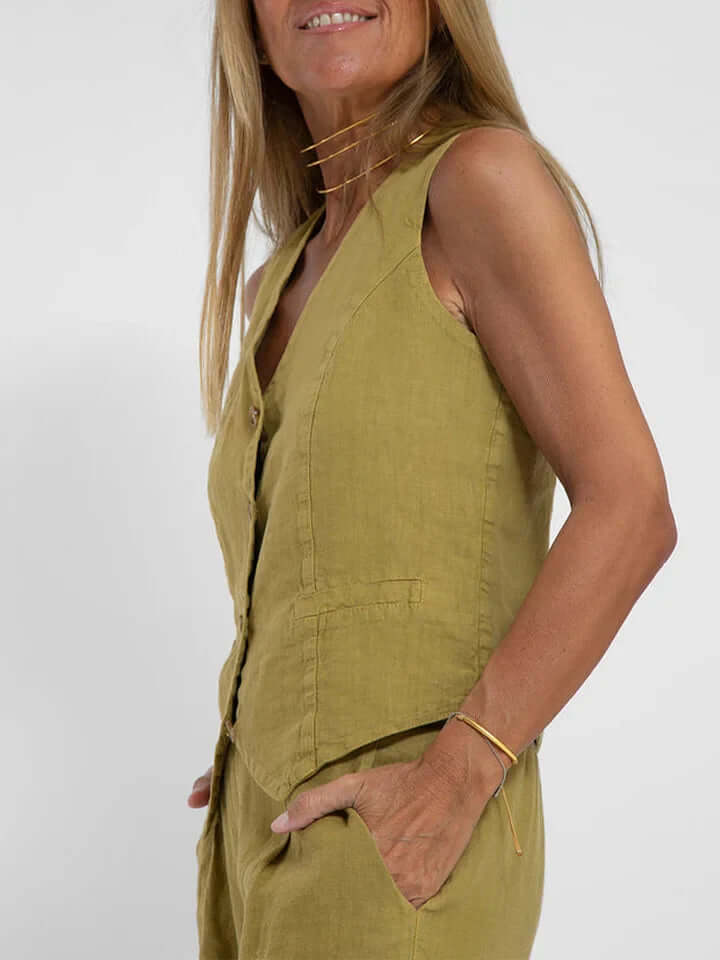 Ladies Natural Fiber Two Piece Suit Set