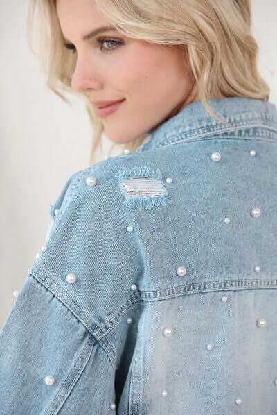 Classic ladies' Beaded Jeans Jacket