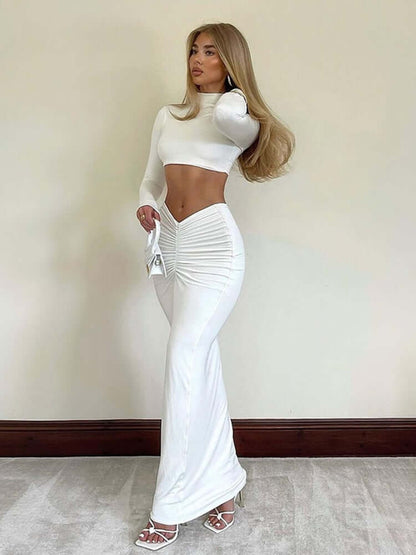 Ladies' 2-Piece Outfit - Short Top & Long Skirt