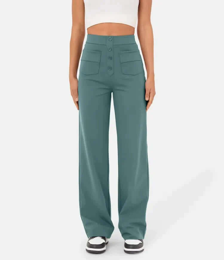 Ladies Comfortable Button Front Pants - Luxivelle