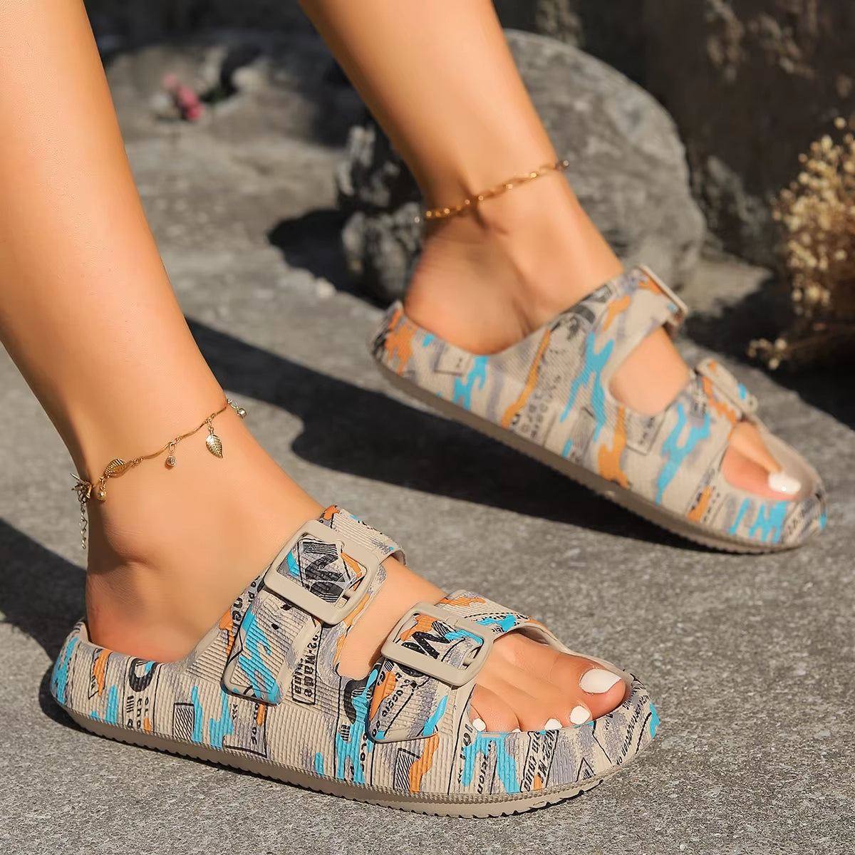Classic Two-Buckle Slide Sandal