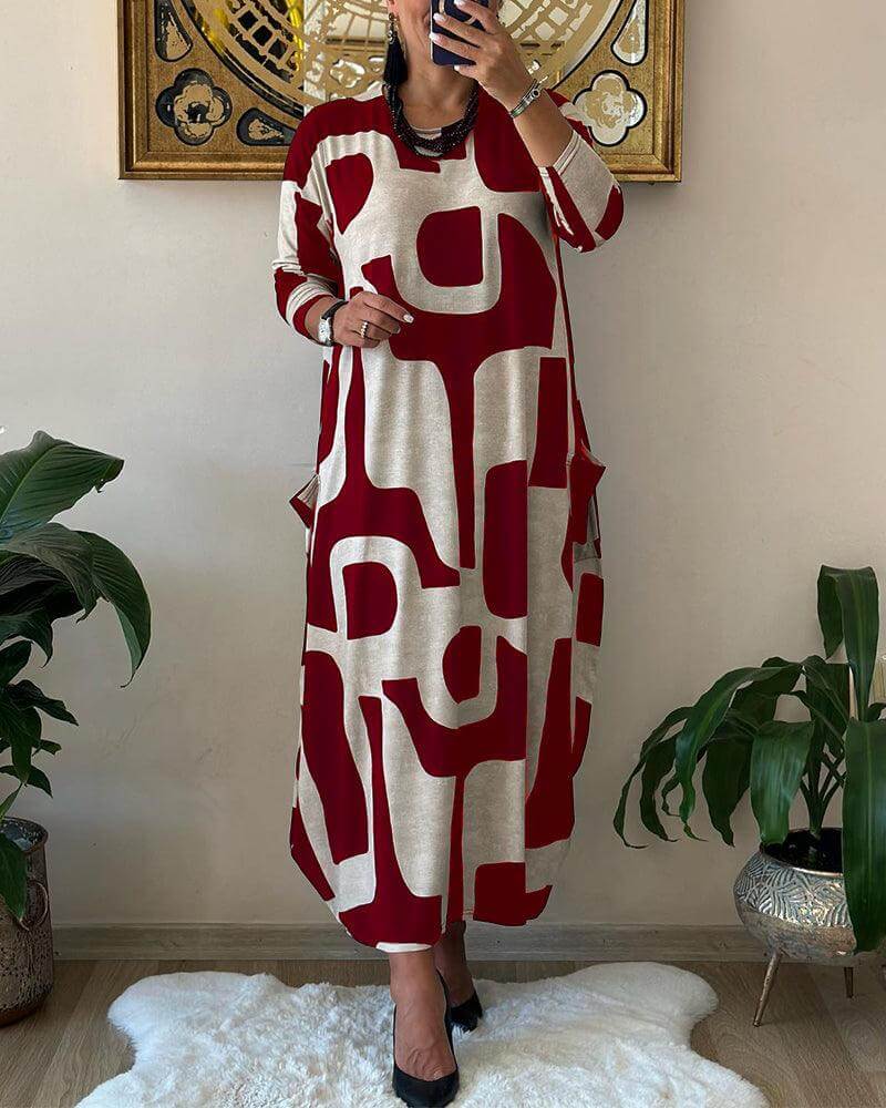 Fashionable Floral Long Sleeve Women's Dress