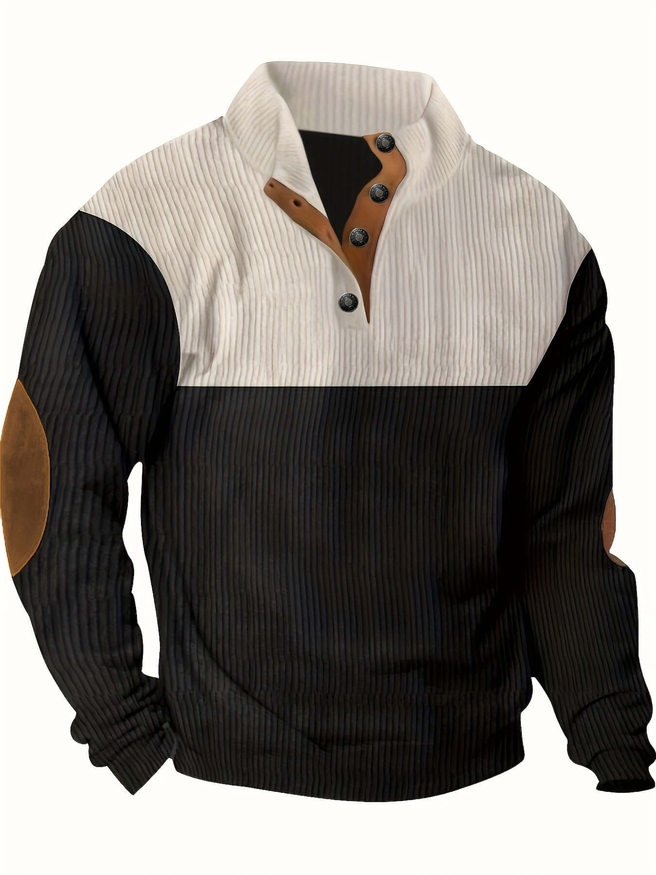 Classic Crew Neck Patched Knit Sweater for Men