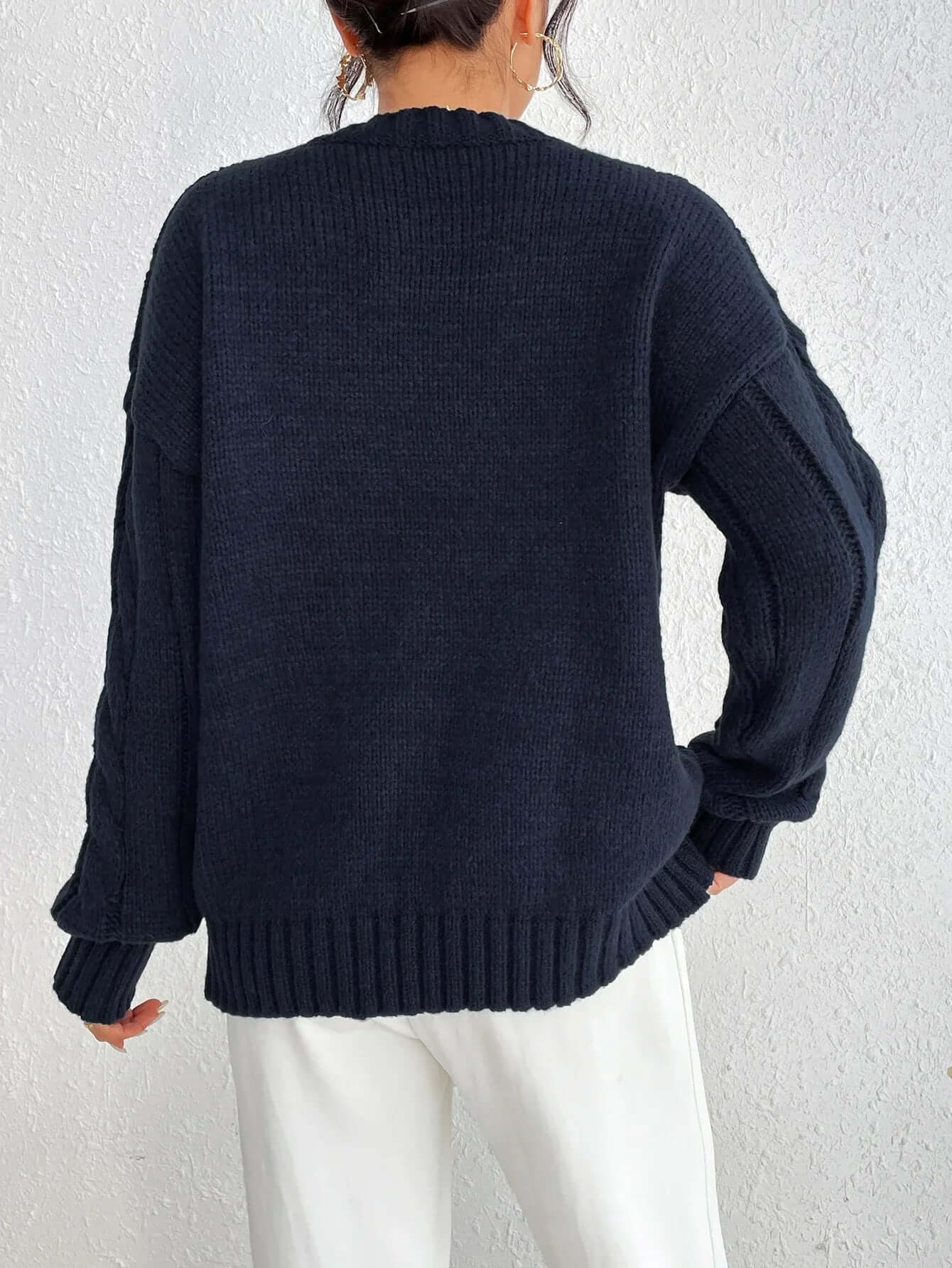 Relaxed Fit Cable Knit Sweater