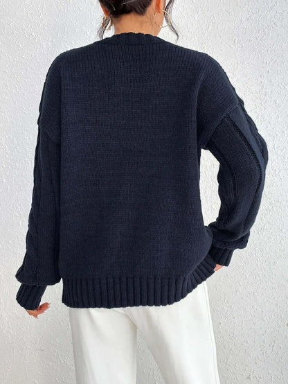 Relaxed Fit Cable Knit Sweater
