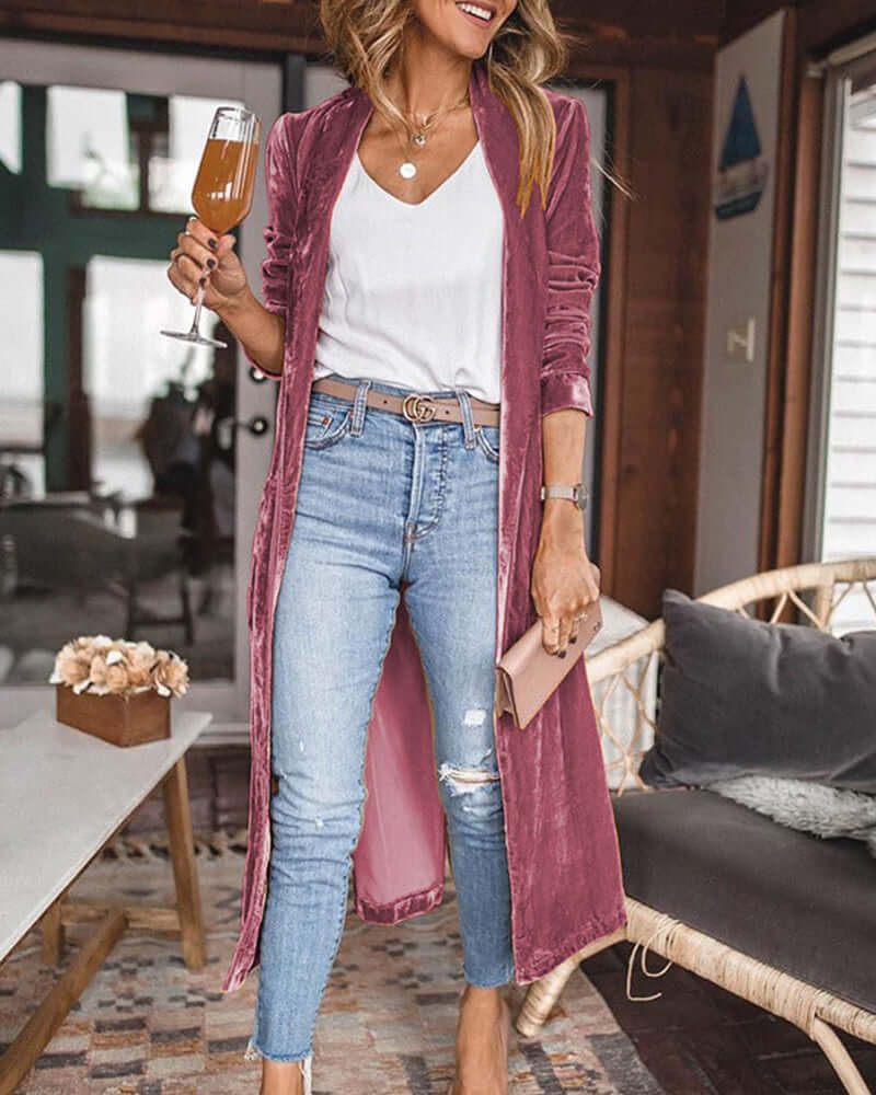 Soft Women's Oversized Velvet Kimono Cardigan
