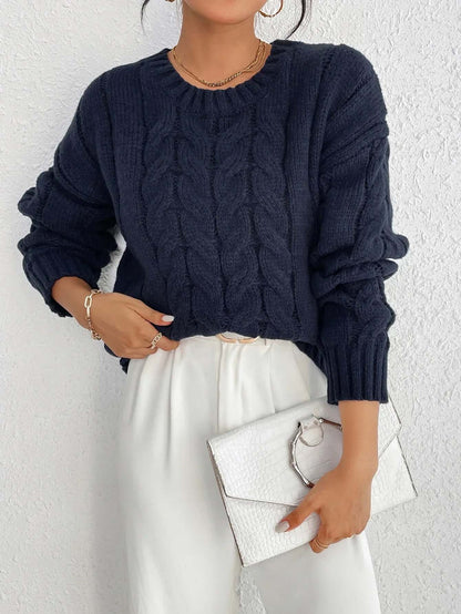 Relaxed Fit Cable Knit Sweater