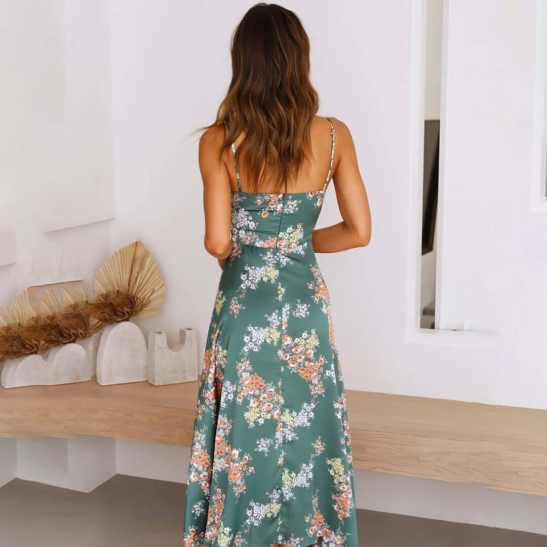 Pretty V-Neck Cutout Midi Summer Dress