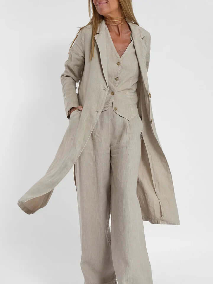 Ladies Natural Fiber Two Piece Suit Set