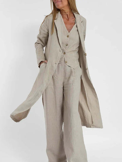 Ladies Natural Fiber Two Piece Suit Set