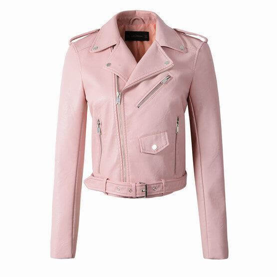 Ladies Synthetic Leather Motorcycle Jacket