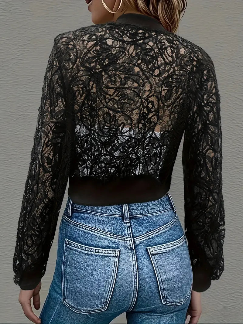 Short Embroidered Women's Bomber Jacket