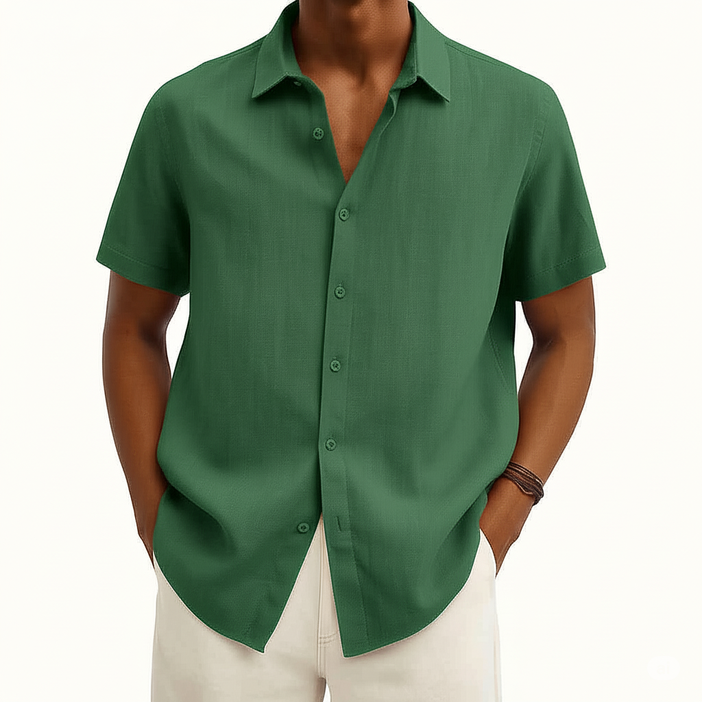 Lightweight Mens Summer Cotton Shirt Casual Button Down