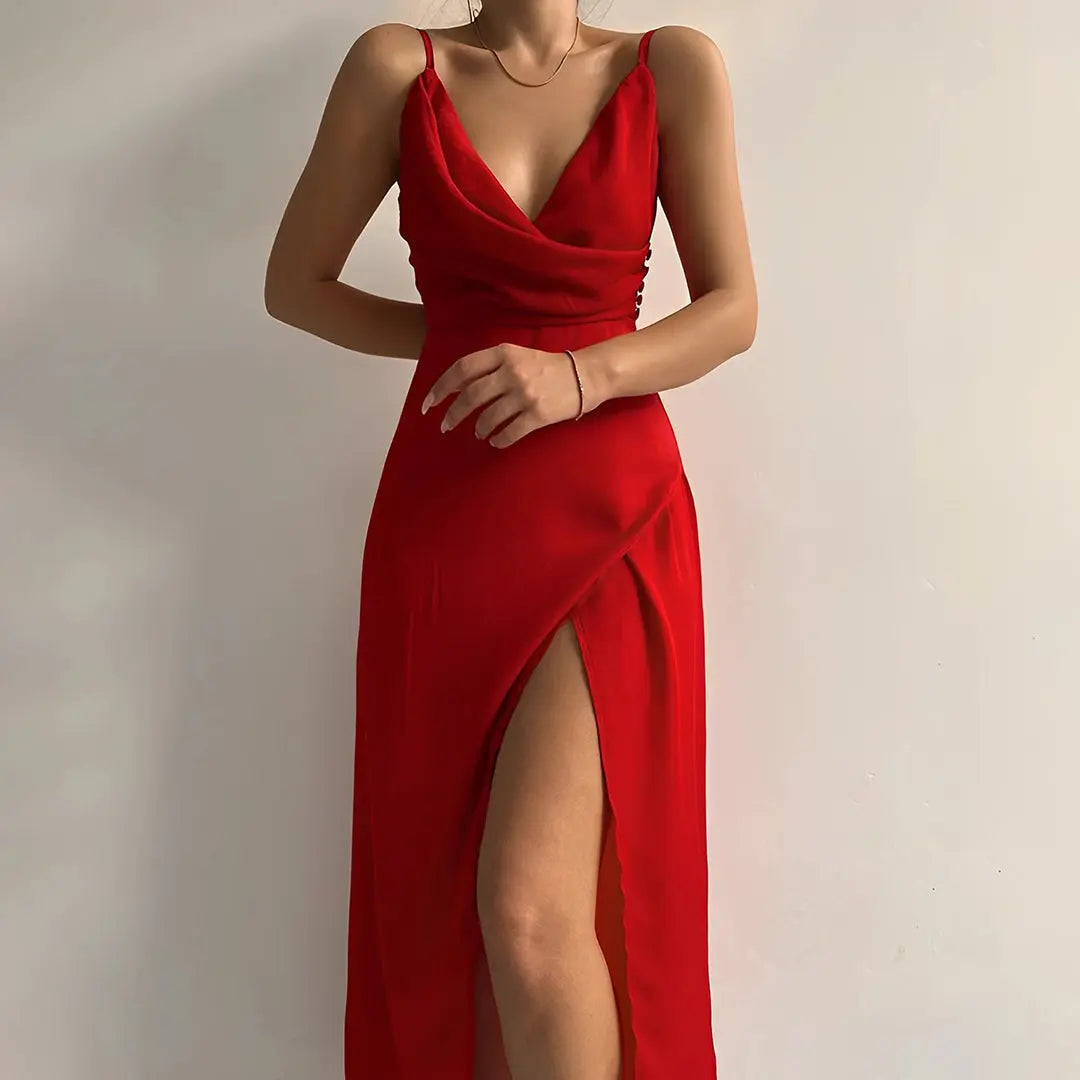 Luxurious Silk Flowy Evening Dress