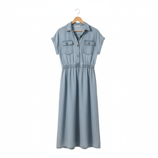 Classic Women's Denim Dress - Casual and Chic - Luxivelle
