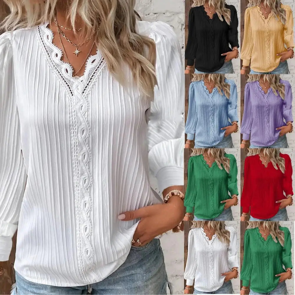 Elegant Blouse with Chiffon Lace Trim
