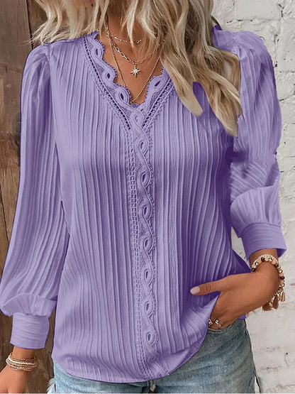 Elegant Blouse with Chiffon Lace Trim
