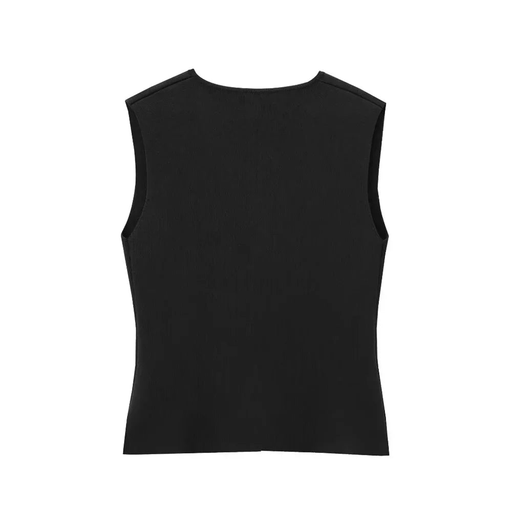 Chic Off-Center Sleeveless Vest