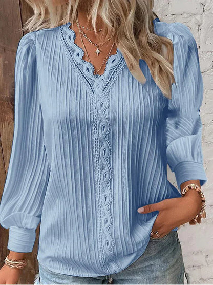 Elegant Blouse with Chiffon Lace Trim