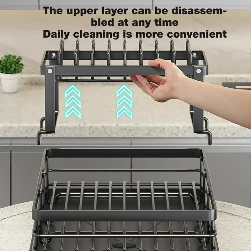 Compact Folding Dish Rack Stainless Steel Holder