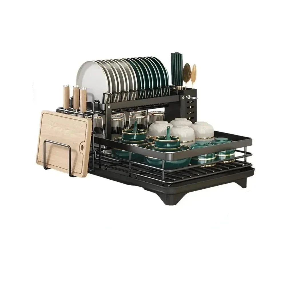 Compact Folding Dish Rack Stainless Steel Holder