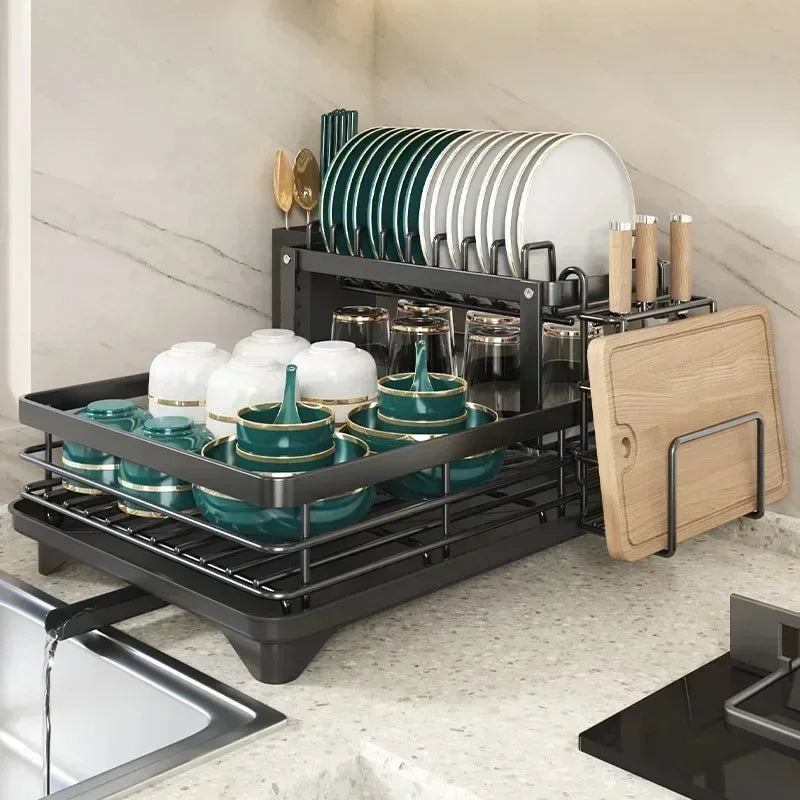 Compact Folding Dish Rack Stainless Steel Holder