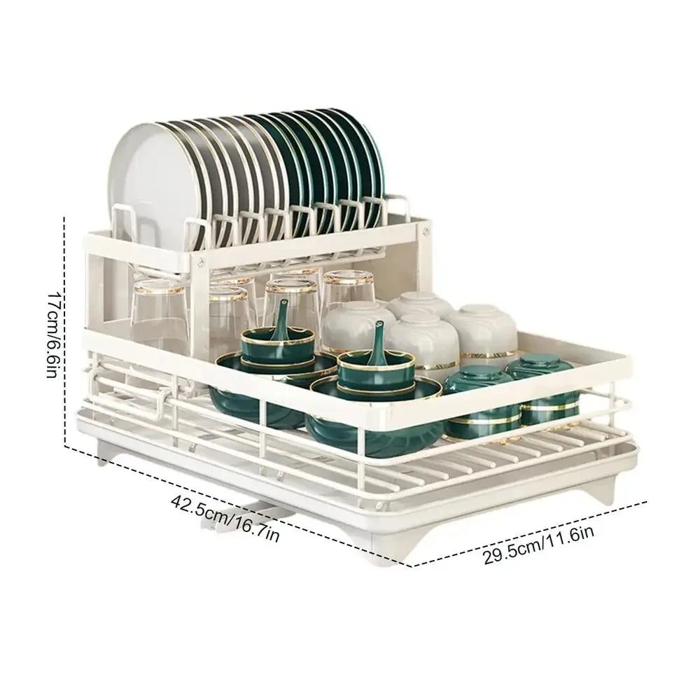 Compact Folding Dish Rack Stainless Steel Holder