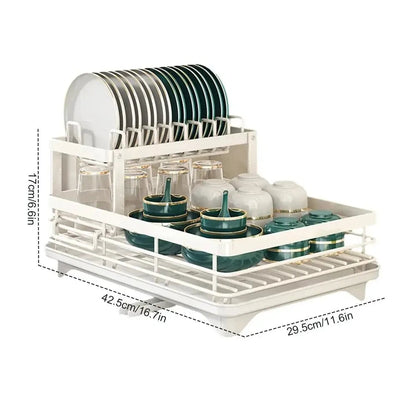 Compact Folding Dish Rack Stainless Steel Holder