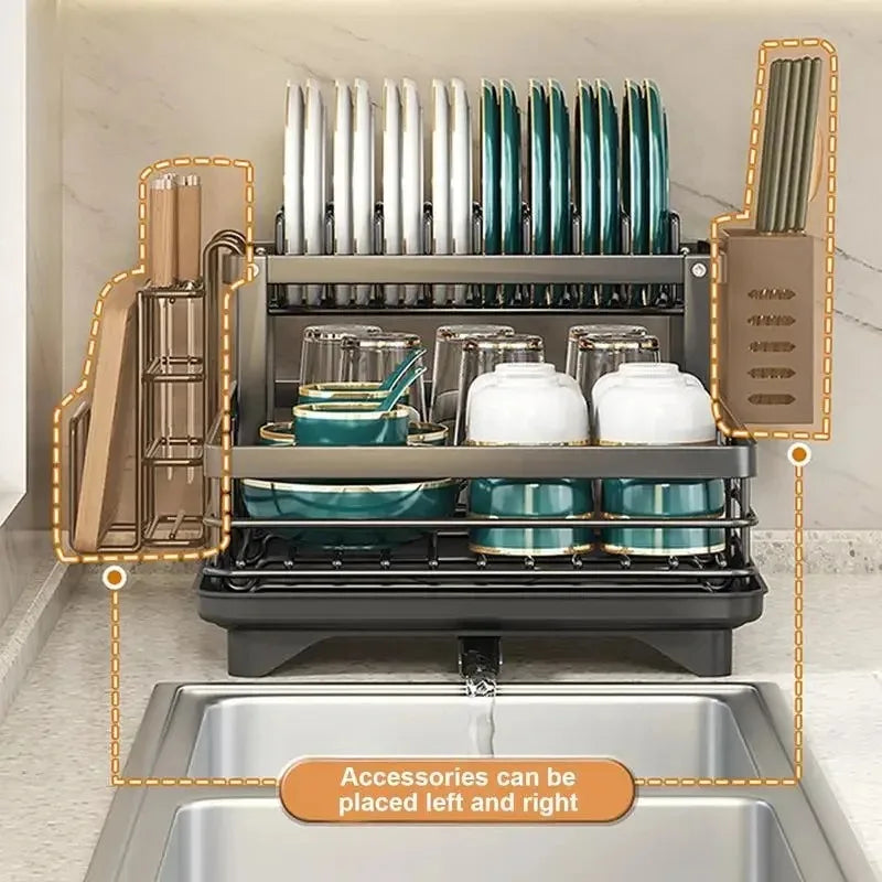 Compact Folding Dish Rack Stainless Steel Holder