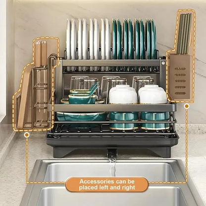 Compact Folding Dish Rack Stainless Steel Holder