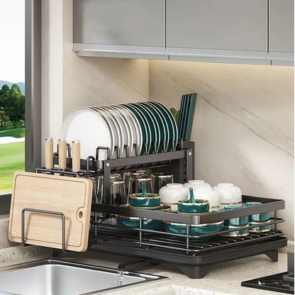 Compact Folding Dish Rack Stainless Steel Holder - Luxivelle