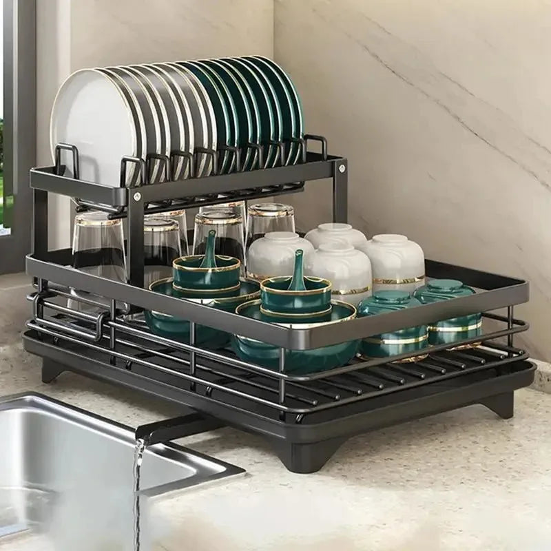 Compact Folding Dish Rack Stainless Steel Holder