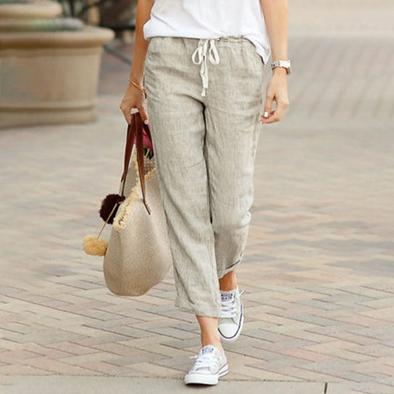 Relaxed Fit Linen Waist Tapered Pants - Luxivelle