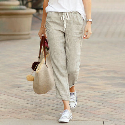 Relaxed Fit Linen Waist Tapered Pants - Luxivelle