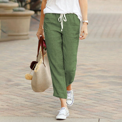 Relaxed Fit Linen Waist Tapered Pants