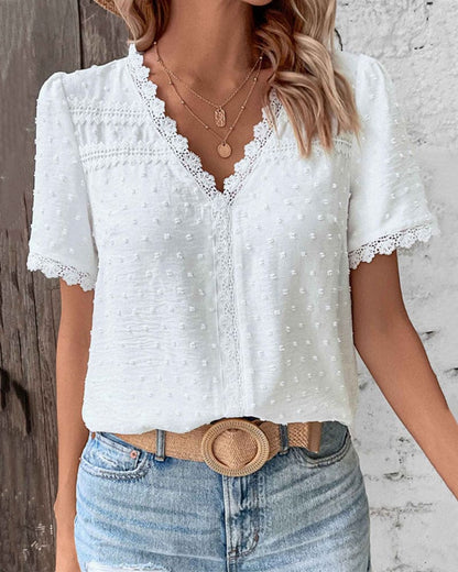 Angelika | Elegant V neck blouse