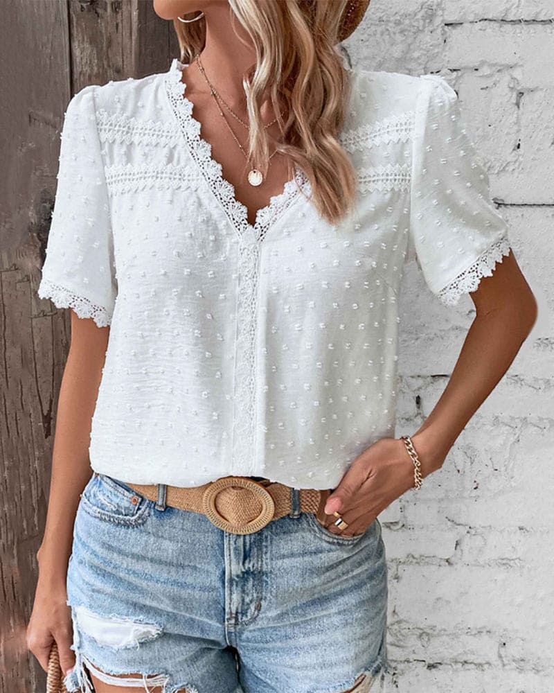 Angelika | Elegant V neck blouse