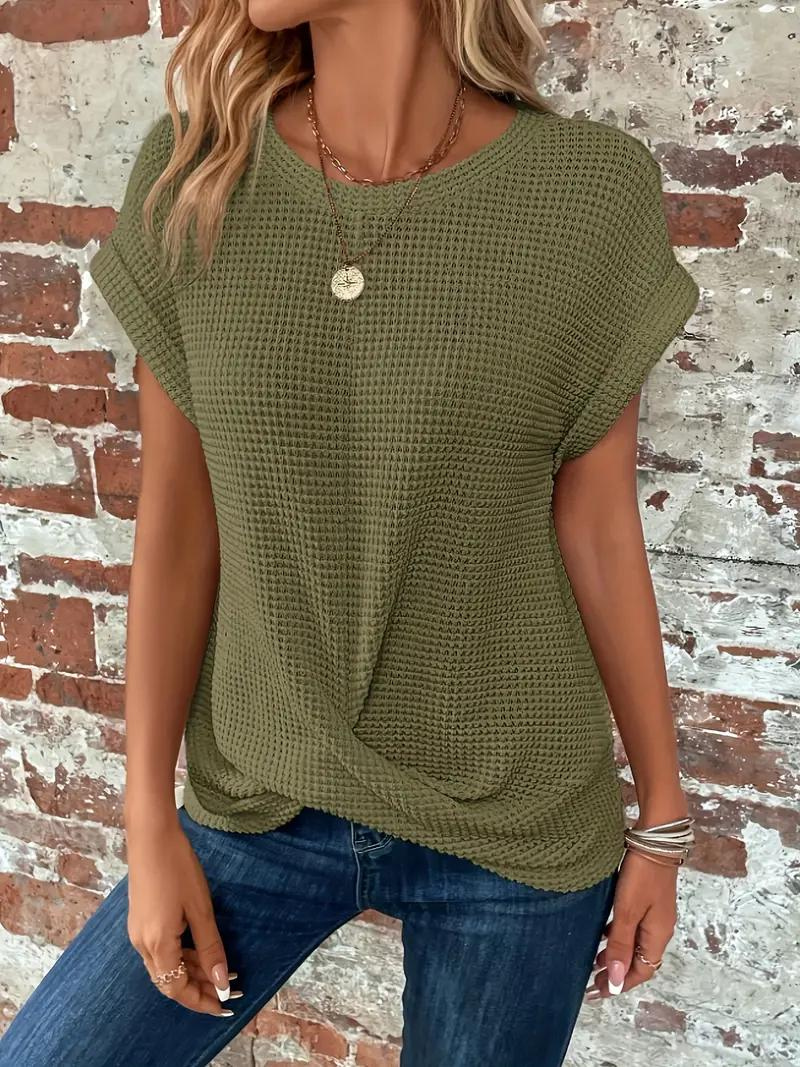 Casual Short Sleeve Knitted Top