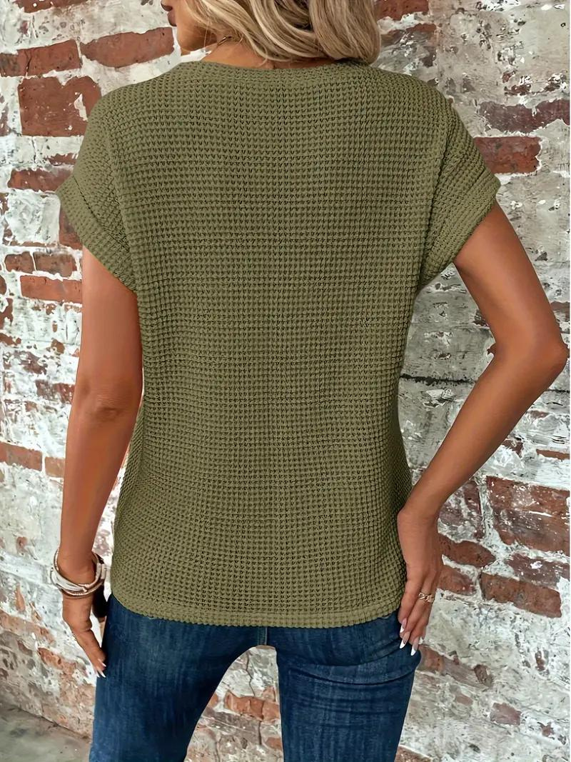 Casual Short Sleeve Knitted Top