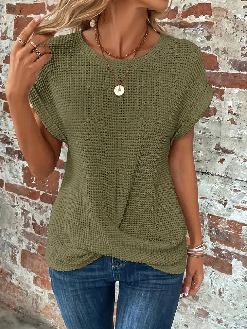 Casual Short Sleeve Knitted Top