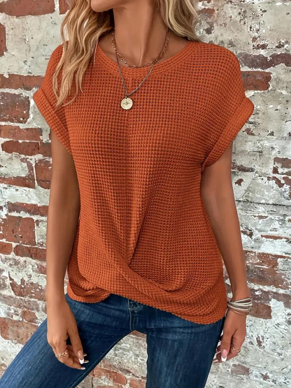 Casual Short Sleeve Knitted Top