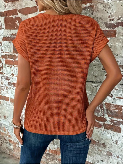 Casual Short Sleeve Knitted Top